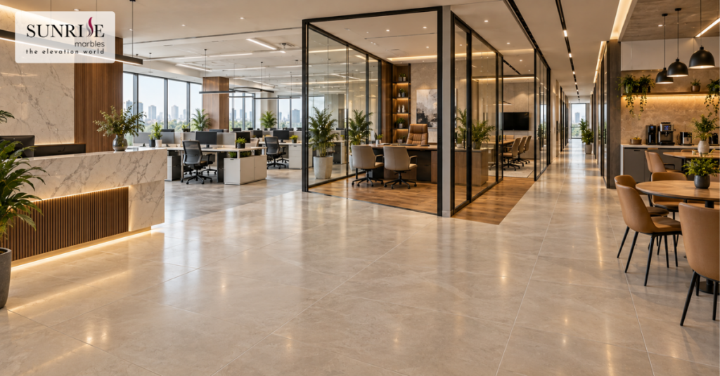 Office flooring tiles for reception, workspaces, executive cabins and meeting rooms